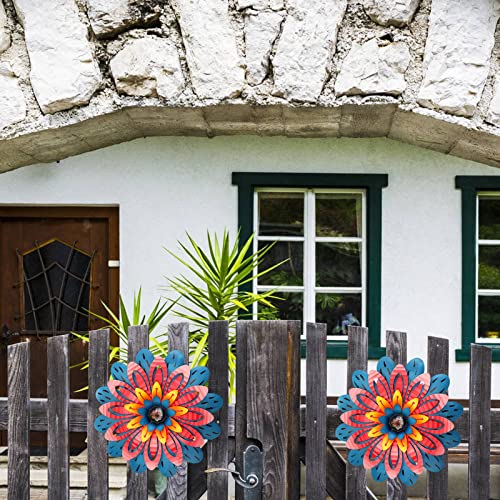 Litially Outdoor Metal Flower Wall Art Garden Decor Cute Flowers Decorations Hanging For Outside Yard Porch Lawn Red 12X12 Inches #TOP5