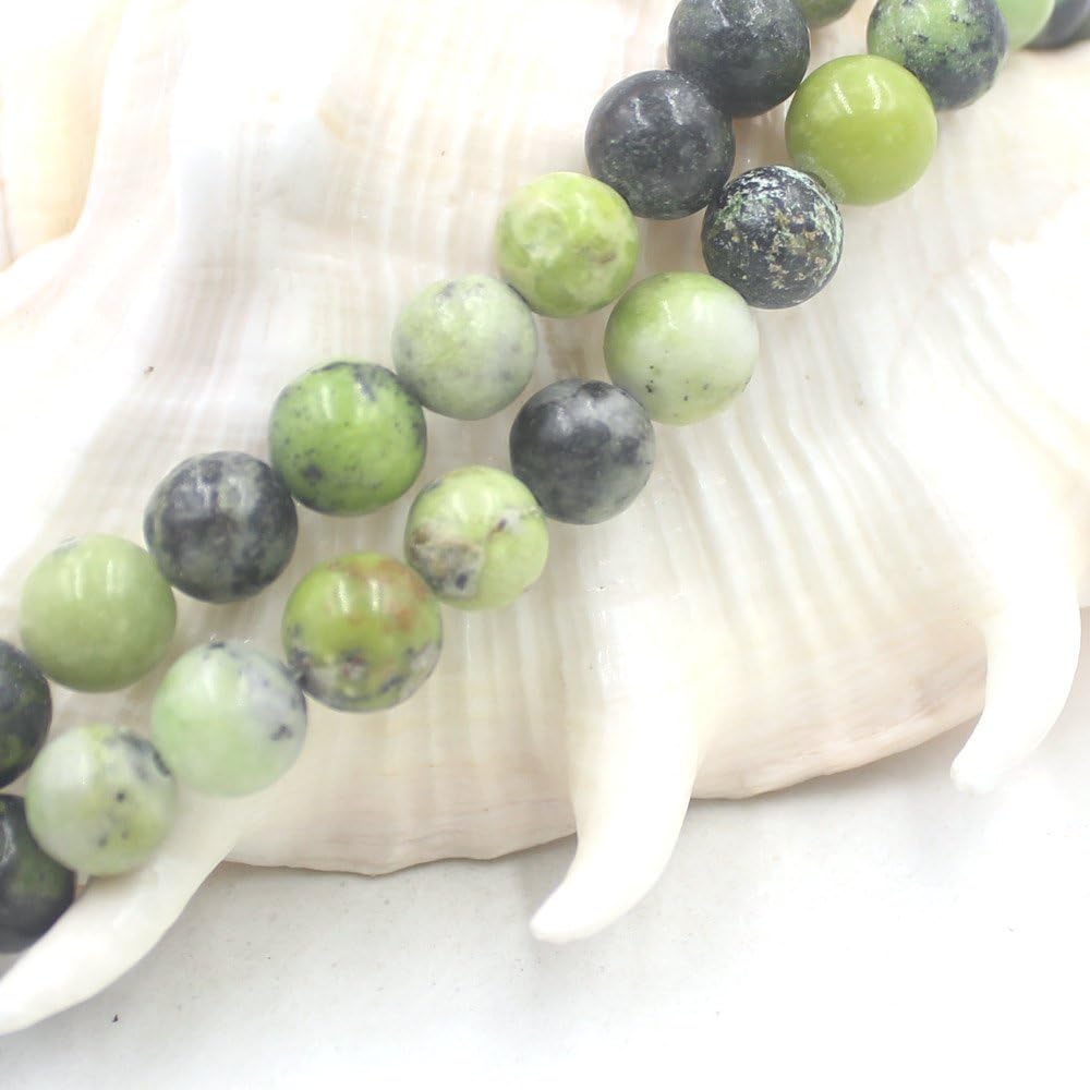 SR BGSJ Jewelry Making Craft Natural 8mm Round Green Serpentine Beads Gemstone Spacer Loose Beads Strand 15"