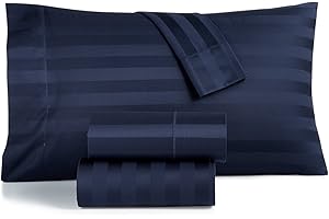 Charter Club Damask Stripe Queen 4 Pc Sheet Set, 550 TC Cotton