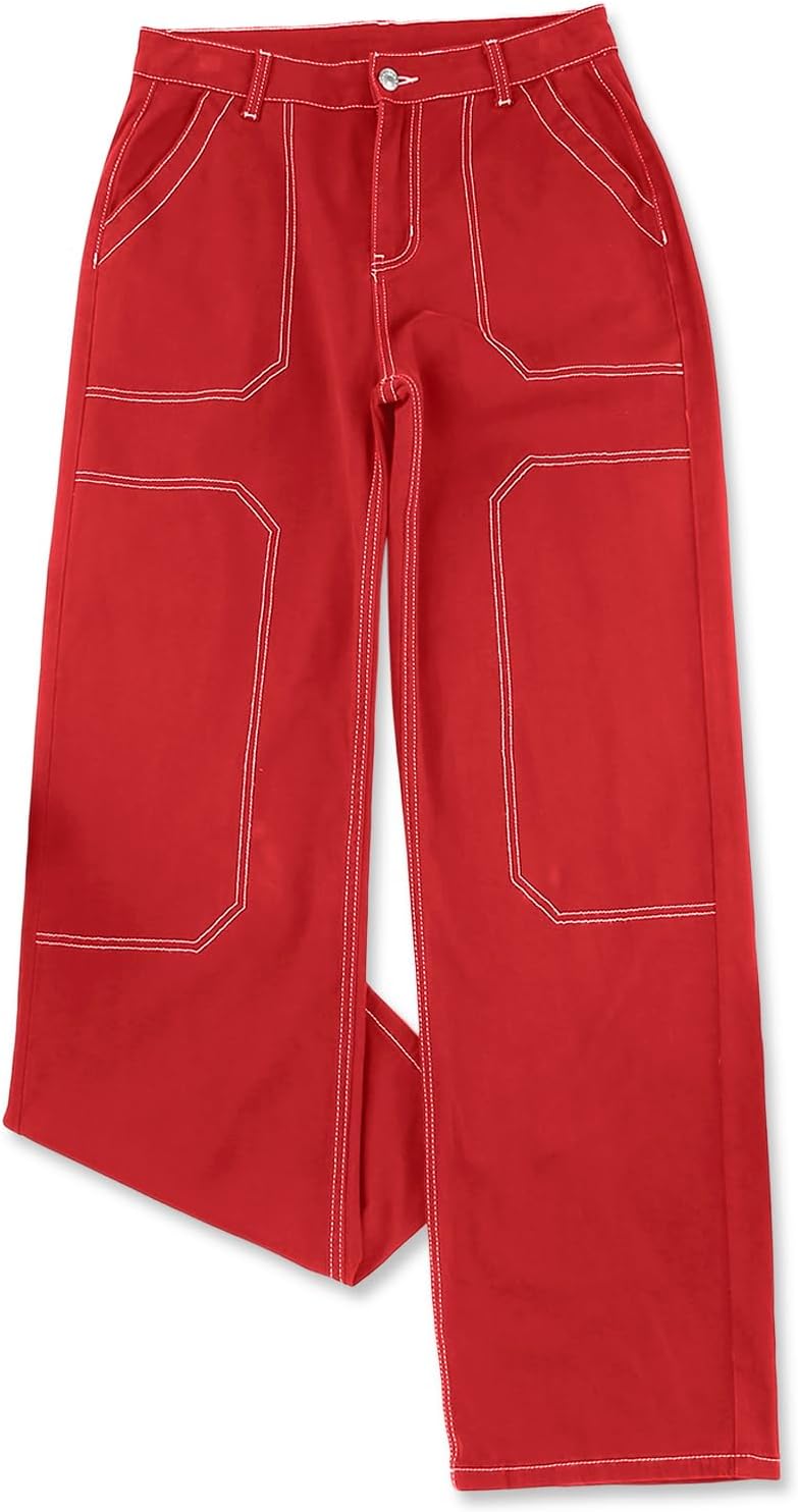 Sidefeel Women's Cargo Jeans Casual Loose Mid Rise Wide Leg Denim Pants - Image 5