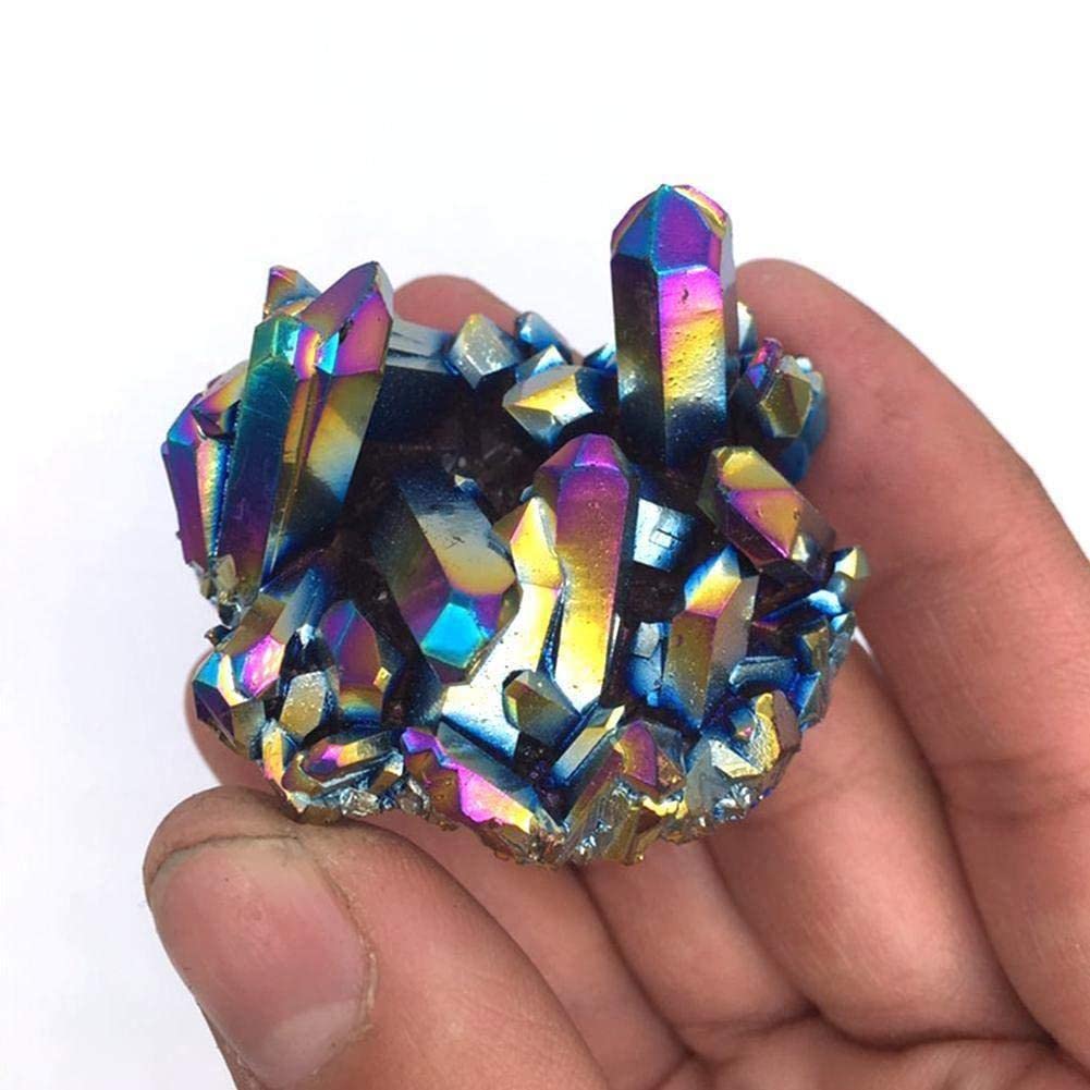 Precioso ángel arcoíris Aura Crazy Amethyst Clusters Natural cuarzo cristal áspero Lealing piedra para niños regalos