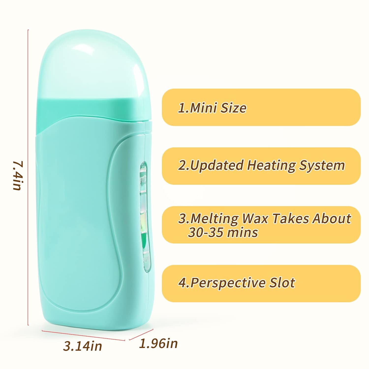 Roll on Wax Warmer Kit, Aloe Roll on Wax, Soft 4 Pack Wax Roller Kit with Wax Warmer & 200 Wax Strips for Hair Removal, Waxing kit Roll On Home Roller Waxing Kit for Men and Women