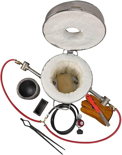 Miniatura 4 de Horno de fundición de propano de 22.0 lbs, kit de horno de fusión de metal de gas con 2 crisoles de grafito (22.0 lbs+13.2 lbs), molde de lingote y