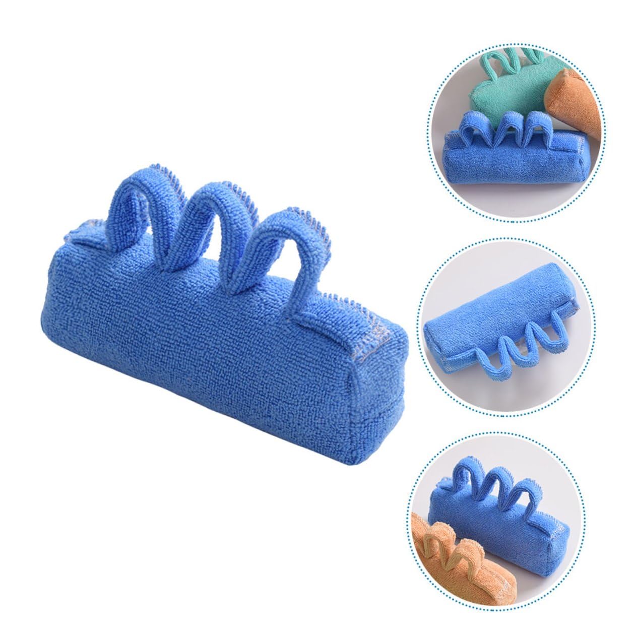 STOBAZA Separador de Dedos Ergonómico de Tejido Azul para Pacientes Mayores Protector de Palma, Cojín para Contracturas y Bola Separadora Fácil de Usar y Lavable