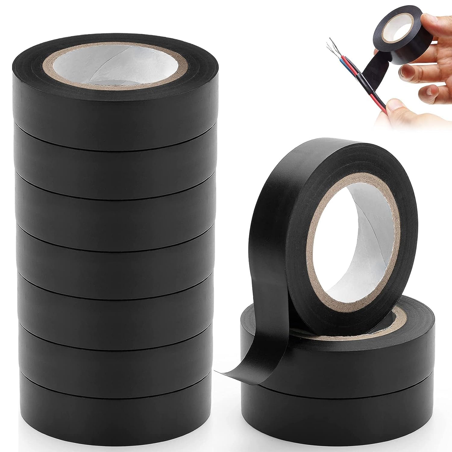 BSTHPElectrical Insulation Tape, Waterproof Wire Adhesive High Temp Electrical Tape, 0.62 inches * 49 ft, 10-Pack, Black