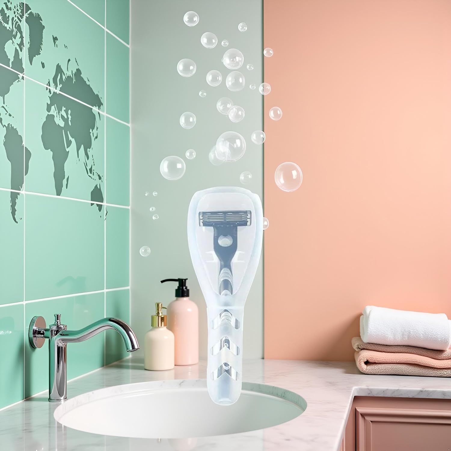 Tragbare Reise-Rasierer-Hülle, transparenter Kunststoff-Rasierer-Halter, Schutz-Organizer, für manuelle Rasierer und Elektrorasierer-Zubehör, Rasierer-Reiseetui