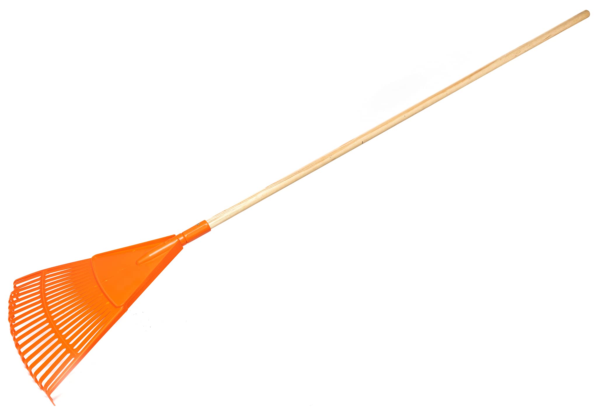 KOTARBAU® Rastrillo Jardín - Plástico - 20 Dientes - Naranja - con Mango de Madera - Rastrillo para Césped - Rastrillos - Ligero Y Resistente - Herramienta para Jardinería
