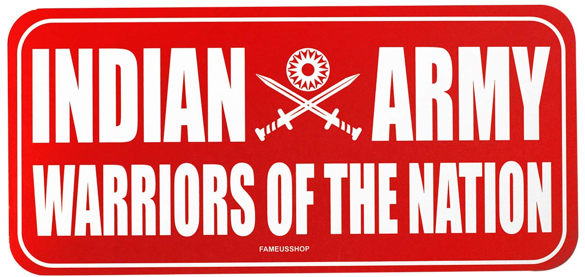 FameUs Warriors of Nation Car/Wall/Door Printed Both Side Quotation Sticker, Color - Red & White Sticker in 300 GSM Paper 7.7 x 3.6 in.