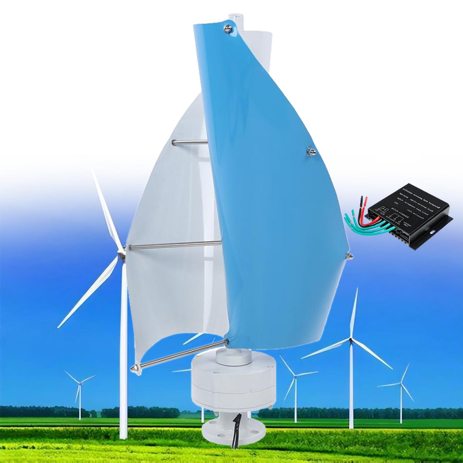 12000W Wind Turbine Vertical Maglev Generator with MPPT Controller for Home/Terrace/Chalet/Motor Home - 12V 24V 48V Three Phase
