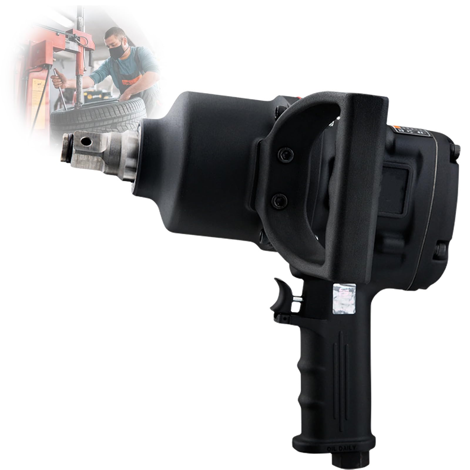 Llave de aire neumática de 1 pulgada, llave de reparación de gran par de torsión,conjunto de llaves de impacto neumáticas con maletín de transporte, 2800N de par, presión máxima de aire 17.6 lbs