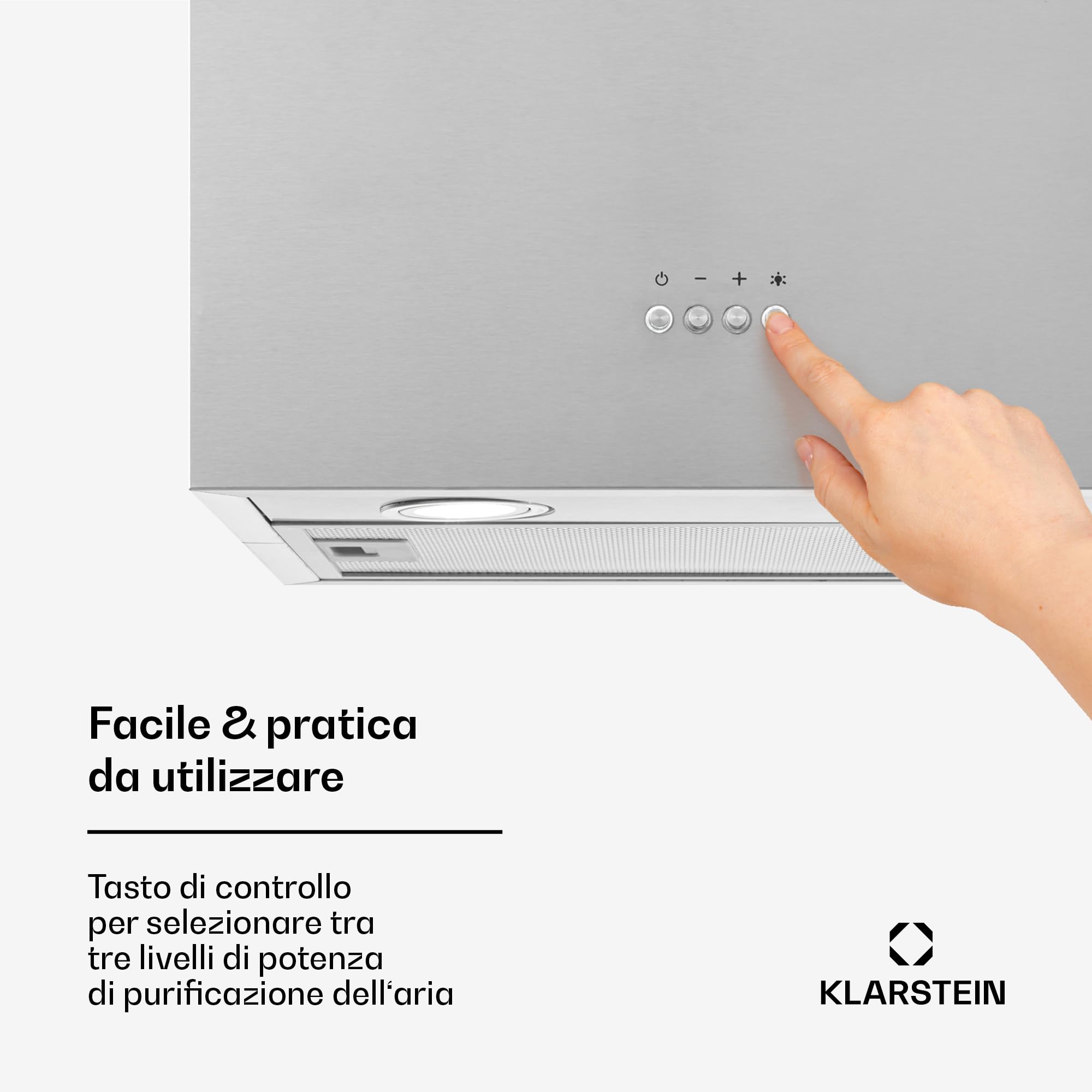 Klarstein Cappa Isola Sospesa, con Timer, Flusso d'Aria di 641m³/h, Cappa Sospesa per Isola Cucina con 3 Modalità e Filtri Antigrasso, Cappa Isola Sottopensile con Filtri a Carboni Attivi