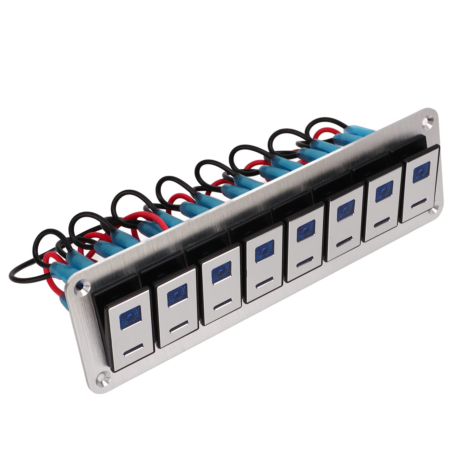 Panel Przełączników Kołyskowych 8 Gang 12-24 V Włącz i Wyłącz Sterowanie światłami Panel Włącznika Niebieskiego światła dla Samochodów Kempingowych