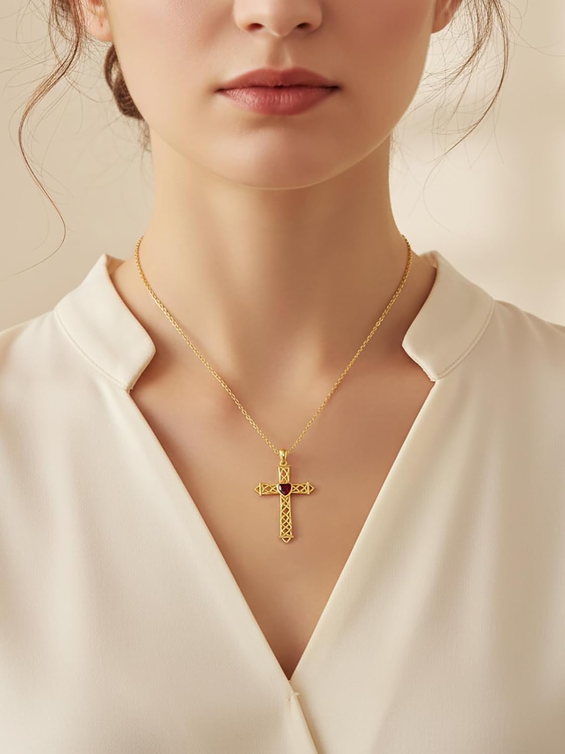 KQ&TTENG 14K Gold Cross Necklace for Women Gold Cross Chain Pendant Dainty Christian Religious Jewelry Confirmation Gifts for Women Mom Wife Her