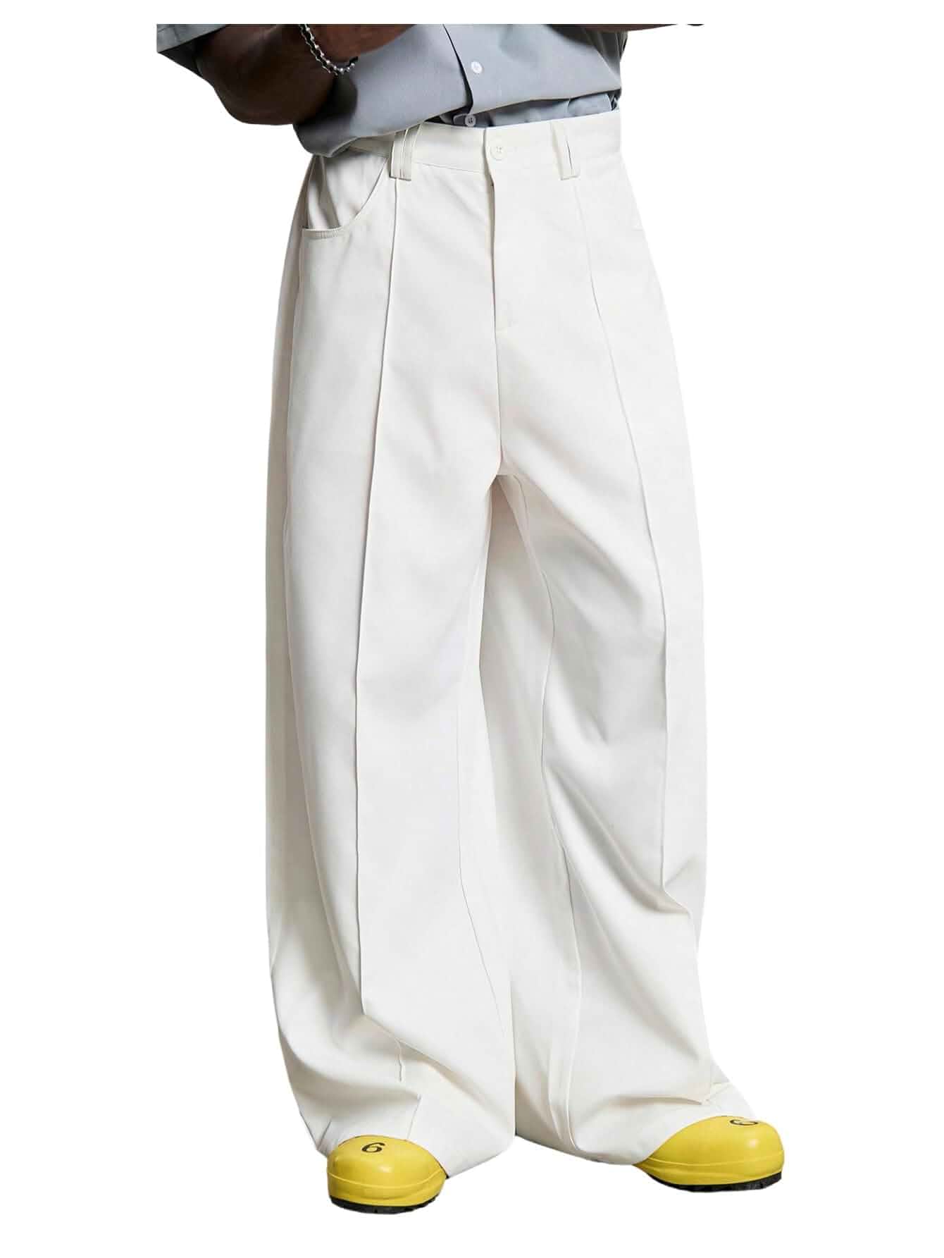 BEAUDRM Men's Y2K Baggy Dress Pants Pleated Wide Leg Suit Pants Work Office Slacks Trousers with Pocket