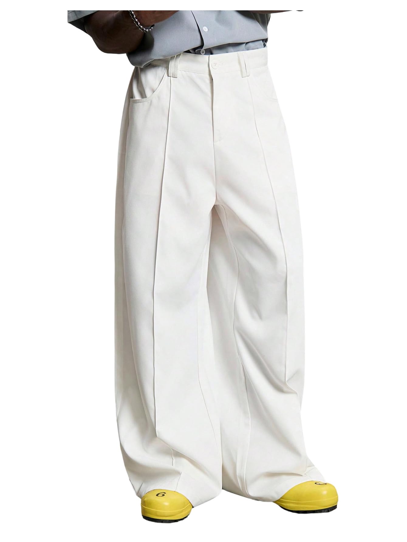 Mens Y2K Baggy Dress Pants Pleated Wide Leg Suit Pants Work Office Slacks Trousers with Pocket
