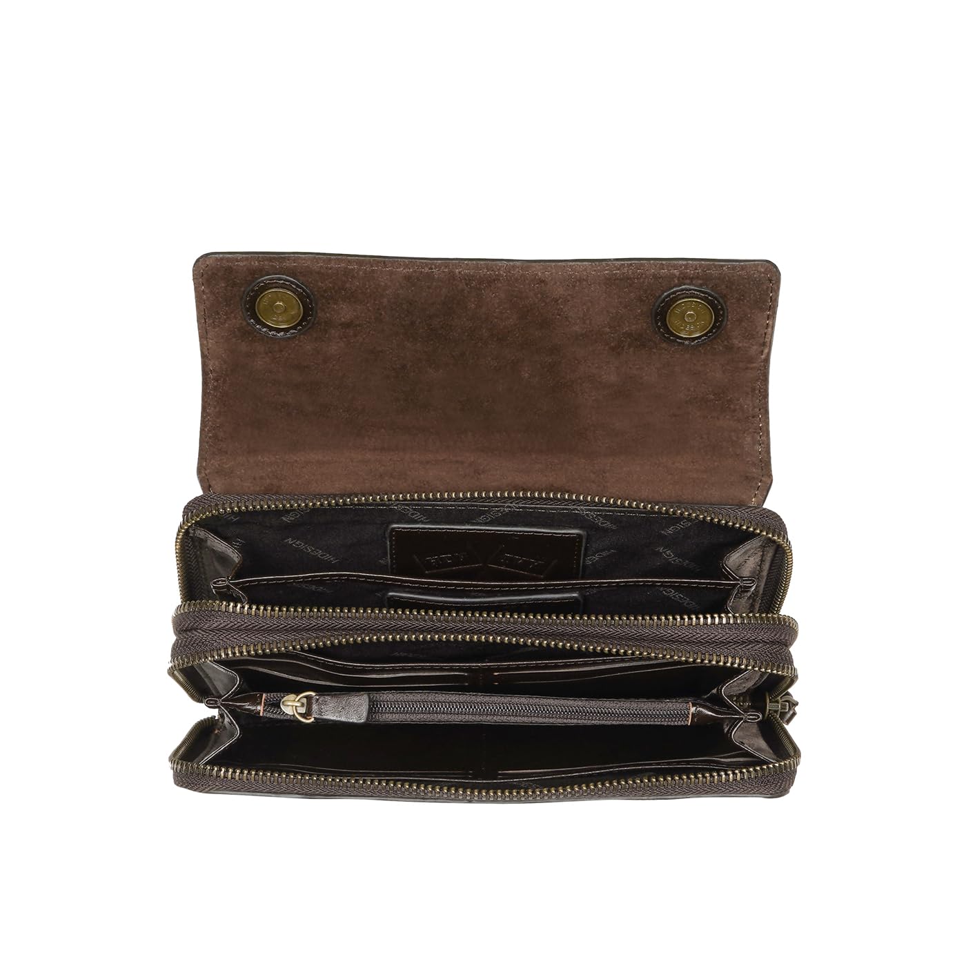 Hidesign Andover W4 Genuine Leather Men's Zip Around Wallet (Dark Brown) 2
