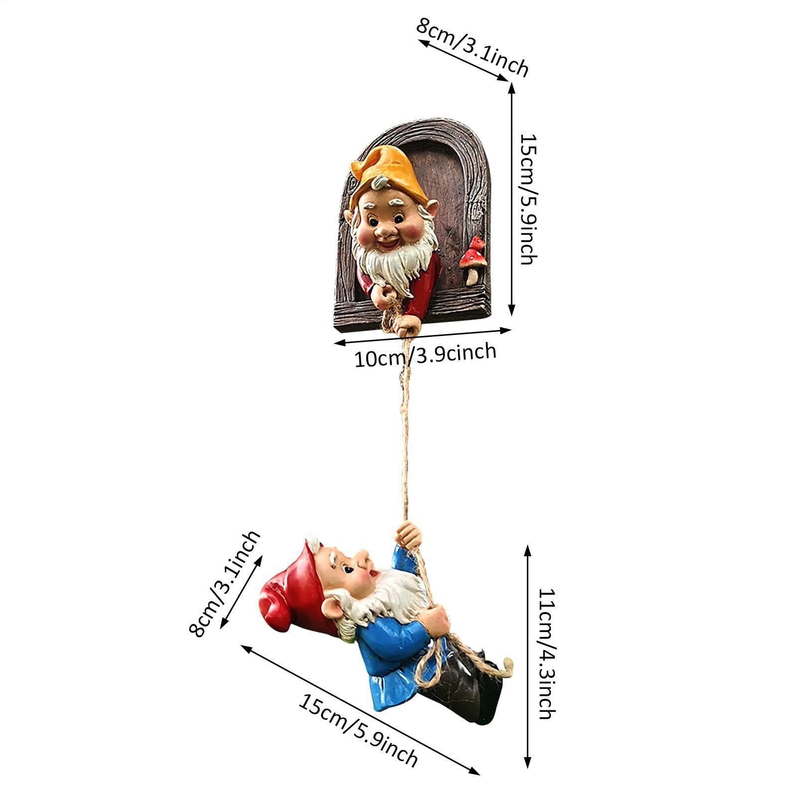 Genérico Decorazione per albero di gnomi rampicanti, in resina, 10-15 cm | Abbraccio, scultura artistica nana | Perfettamente ideale per la decorazione del patio, accento di prato, unica.