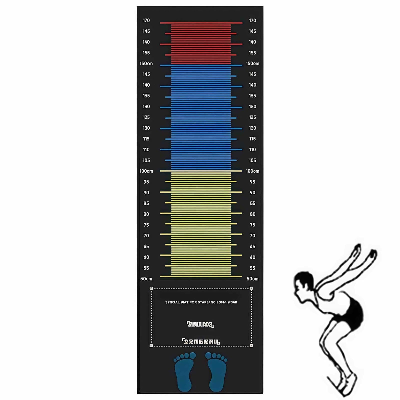 Mixtric Long Jump Mat, Sports Broad Jump Measurement Mat Hash Marks Carpeted Non Slip for Gym School Home Flooring Exercise Workout Training,Black