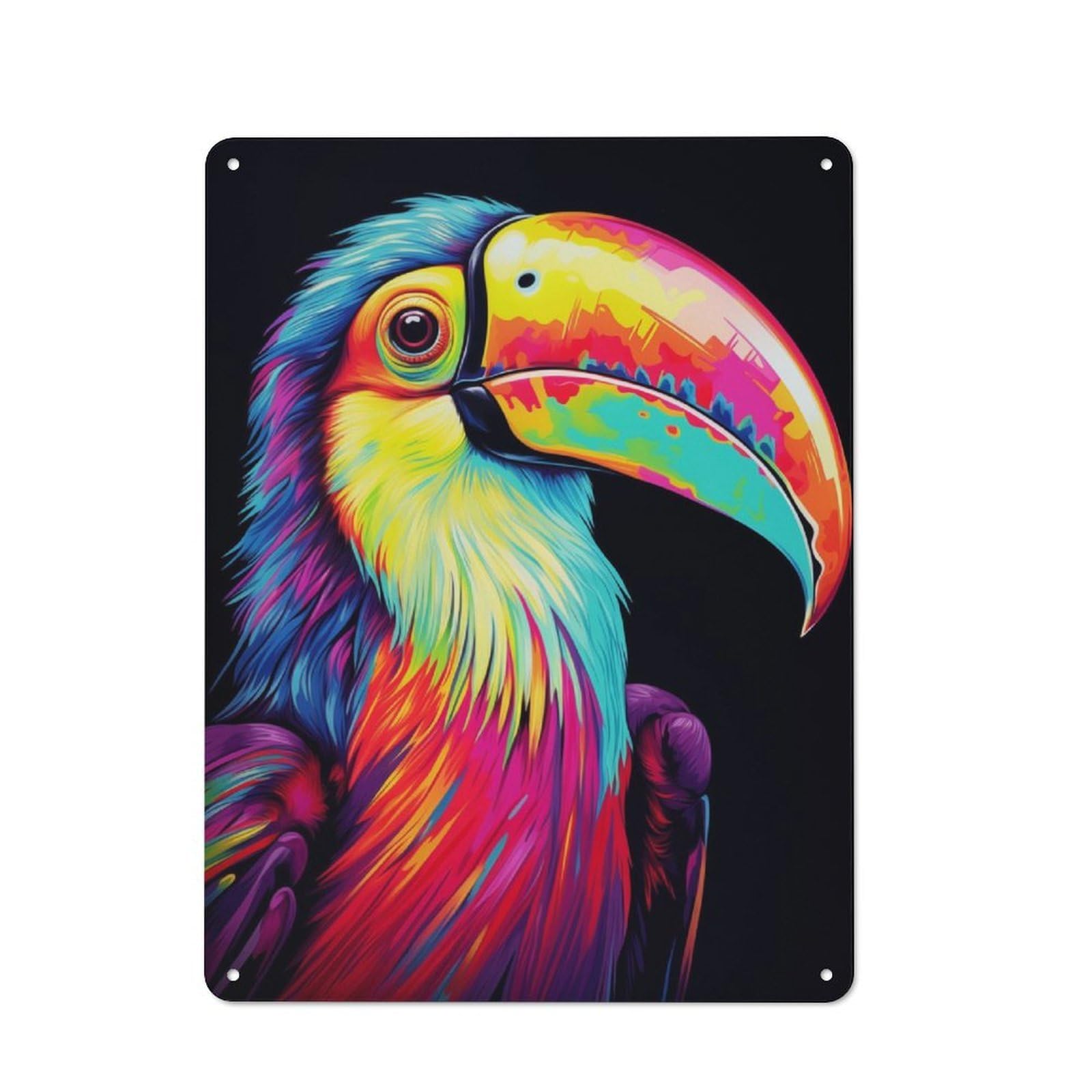 Understated Office Metal Sign 40x30cm Featuring Neon Toucan, Studio Wall Plaque for Office, Study, Studio Or Hallway