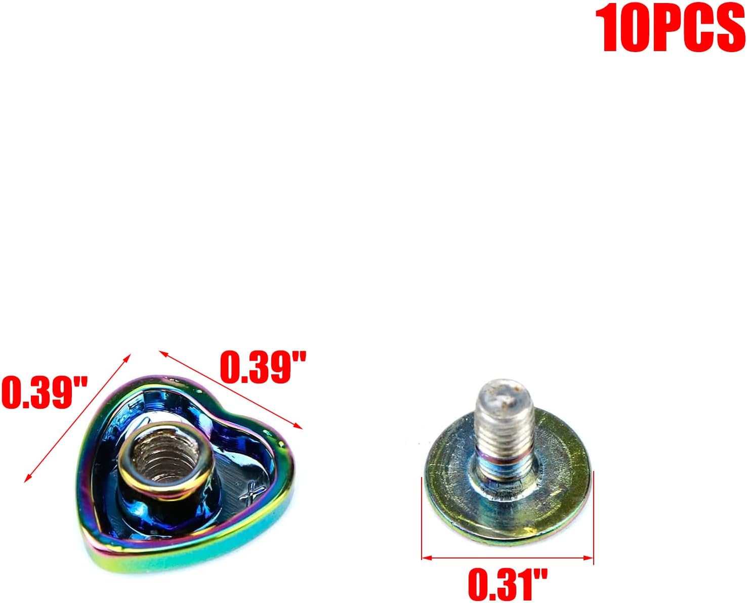 MY MIRONEY 0.39" Metal Purse Rivets Heart Shape Handbag Stud Rivets Decoration Feet Nailhead for Belt Clothes Purse Leather Craft DIY, Set of 10