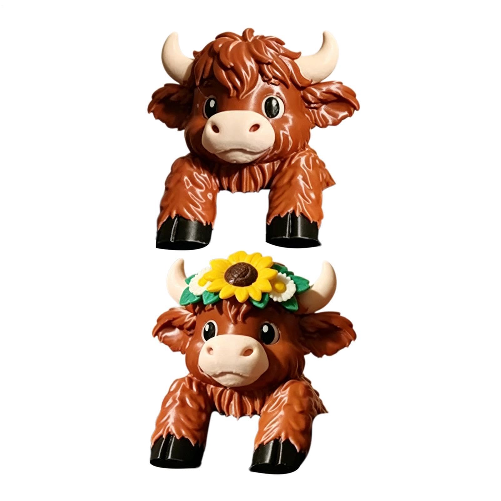 Figurines animaux de la ferme : lot de 2 vaches rustiques pour deco de maison et voiture