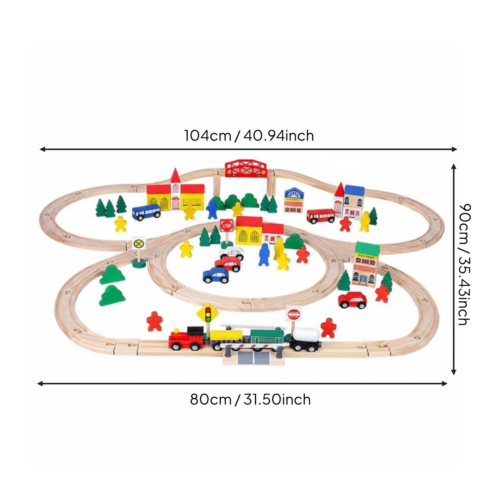 Educational Blocks Binari Ferroviari di Legno con Veicoli Edifici Metropolitani Figure Scenari di Costruzione Realizzato in Legno Favorisce La