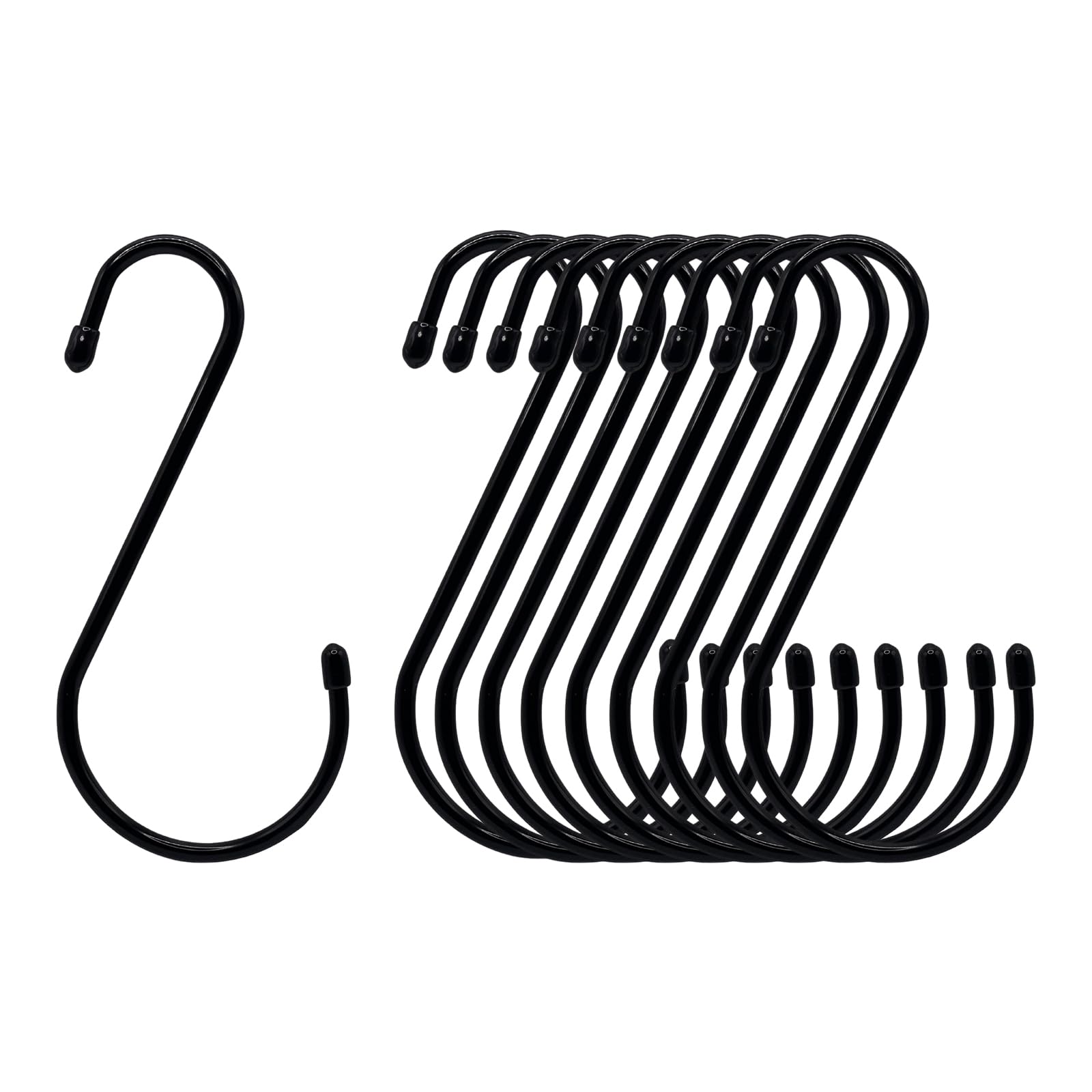 Texas Super Hooks 6-Inch S-Hooks with Rubber Tips – Heavy-Duty S-Hooks for Hanging Plants, Pots, Pans, Coats, Jewelry – Non-Slip Rubber Coated Stainless Steel Closet Hooks – 10-Pack