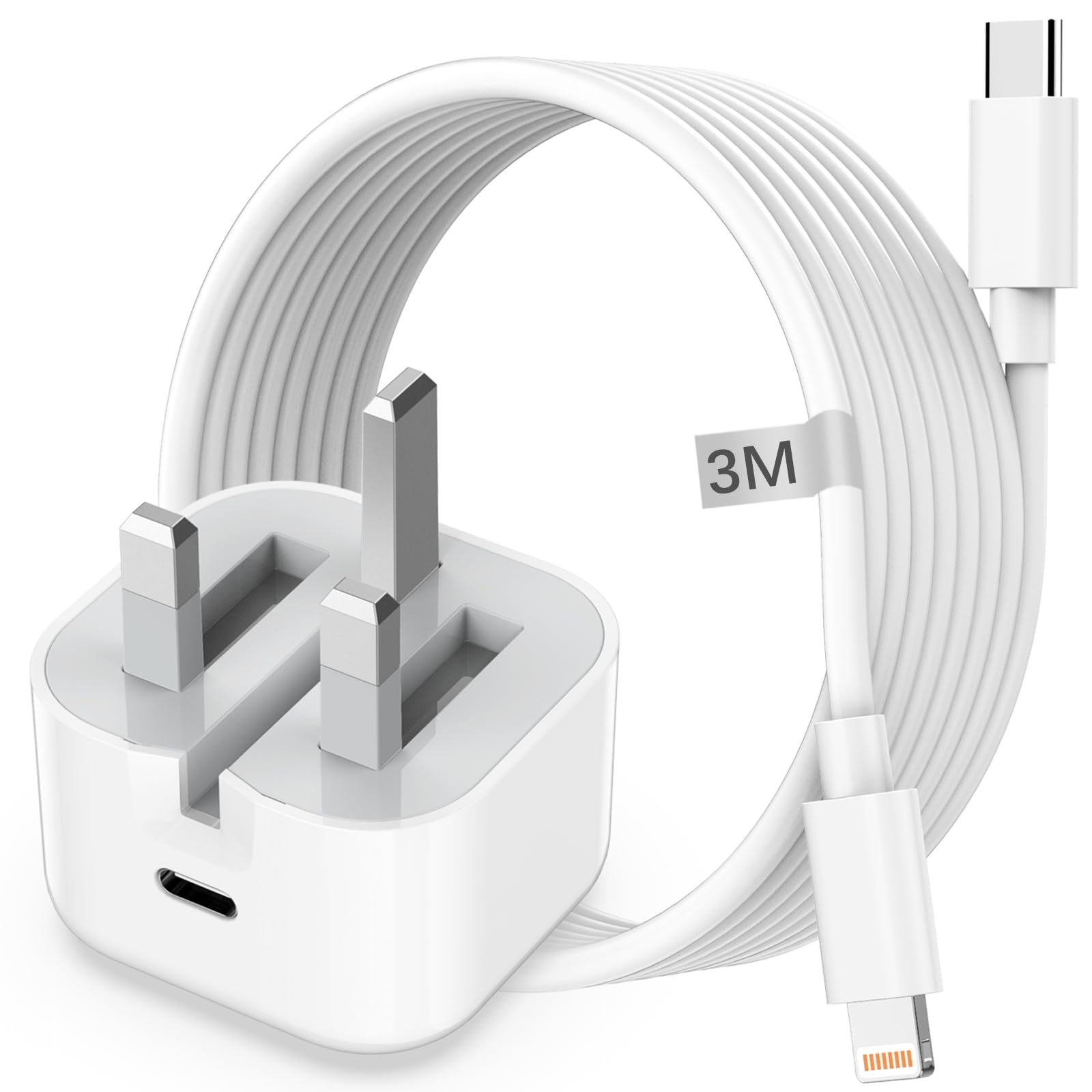 HOSOW iPhone Fast Charger and Cable 3M[Apple MFi Certified],20W Plug USB C Power Adapter with 3M Charge for 14 13 12 Pro Max/Mini/11/XS/SE/8