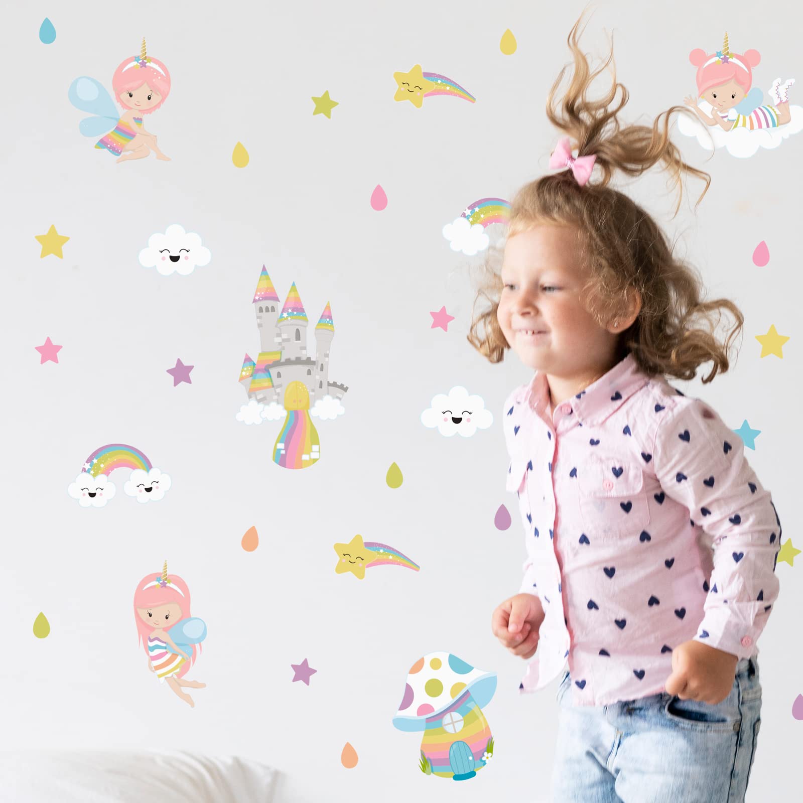 Stickerscape Unicorn Fairy Fairy Wall Stickers (Unicorn Fairy) | Fairy Wall Stickers For A Children's Bedroom Or Nursery | Easy To Apply And Cleanly Removable
