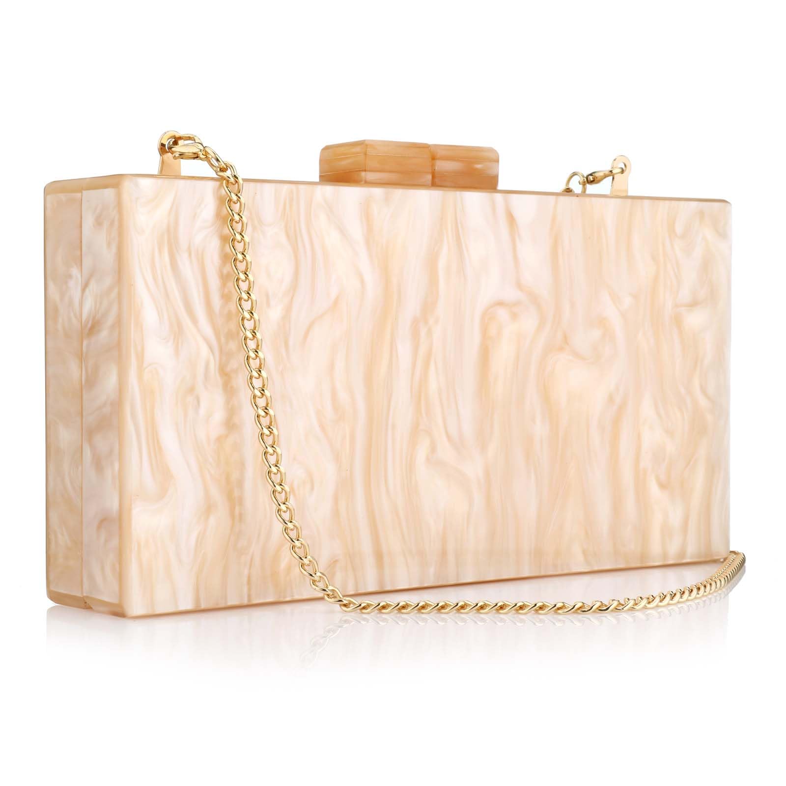 YYW Acrylic Clutch Purses for Women Wedding : Multicolor Evening Crossbody Bag Marbling Handbags with Detachable Chain