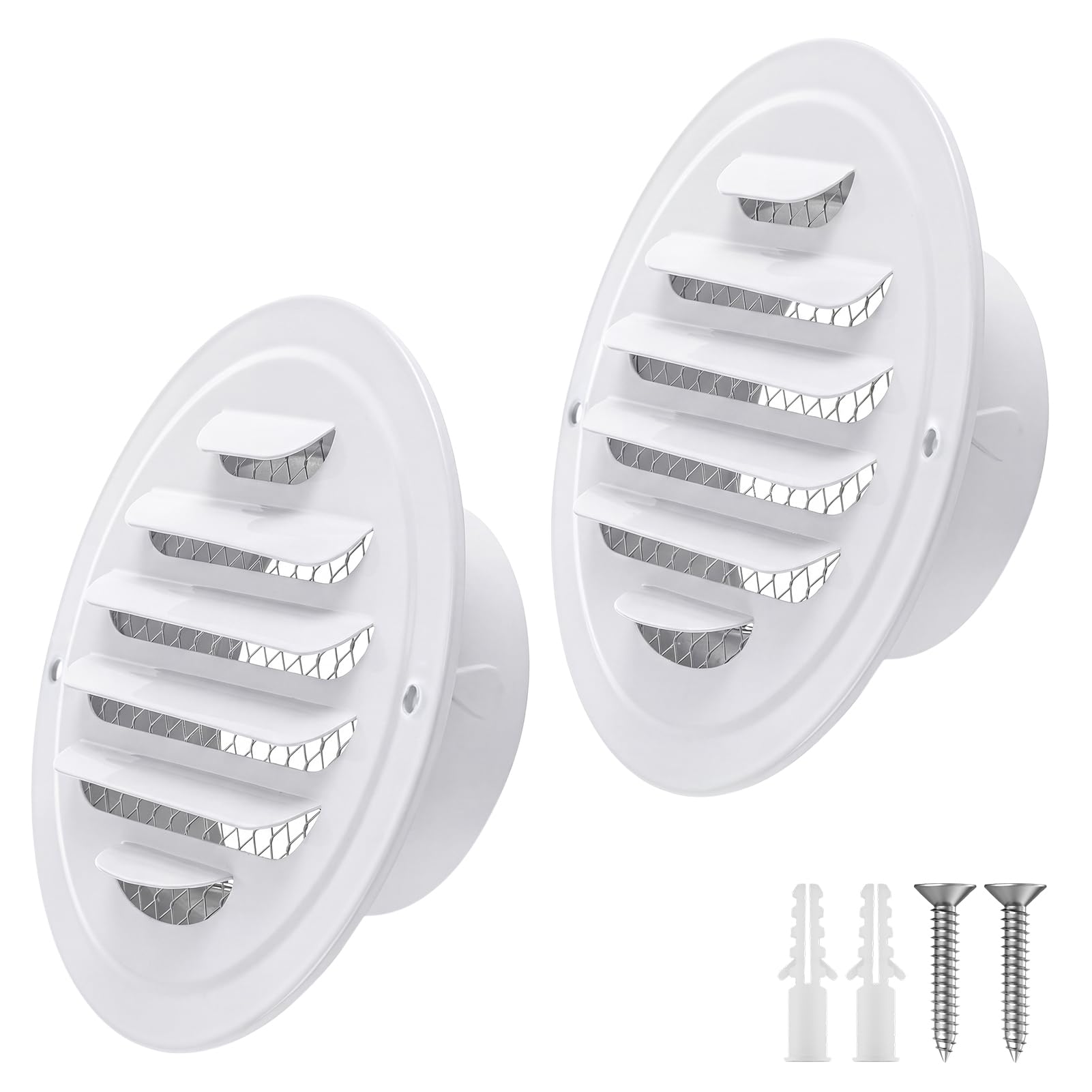 INMOZATA Stainless Steel Round Air Vent Cover with Mesh Screen,White 70mm