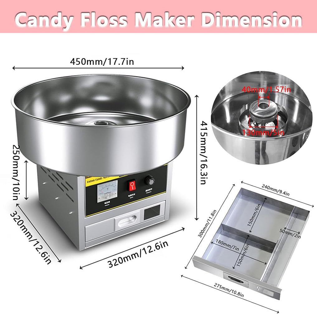 Fabricante de algodón de azúcar, máquina eléctrica de algodón de azúcar, máquina de algodón de azúcar Dulce, para Fiestas de cumpleaños Hace algodón de azúcar rápido (Pink)