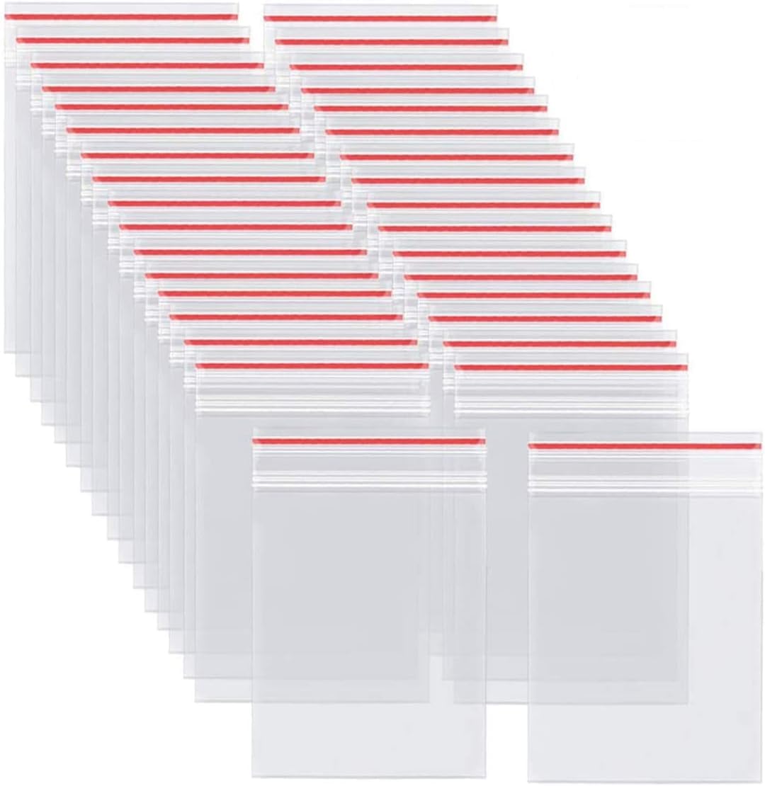 100 Pcs Grip Seal Bags - Clear Plastic, Resealable, Poly Zip Lock Storage Pouch, Easily Identified for Kitchen, Jewellery, Craft Beads