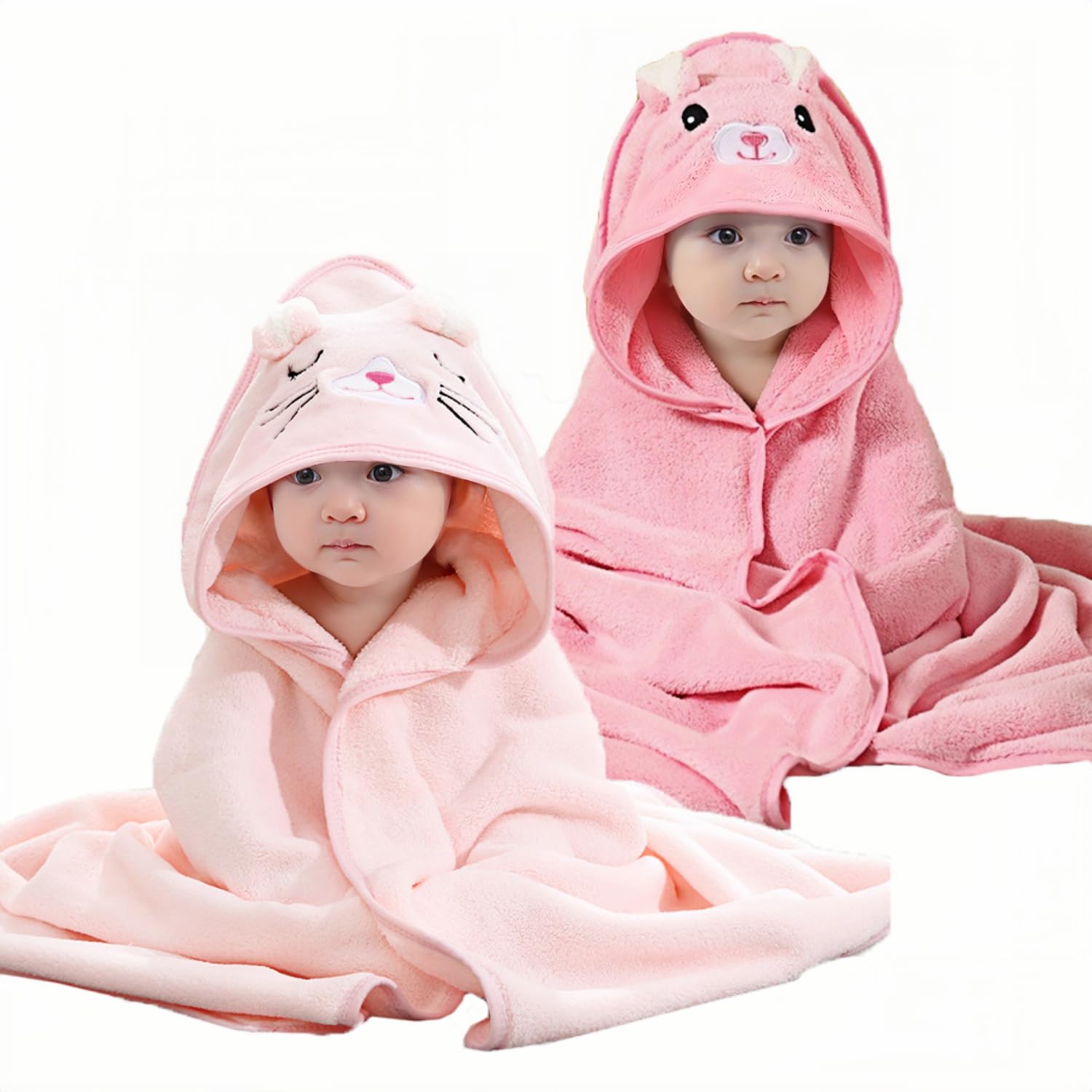 Juego de 2 toallas con capucha para bebé, 31 x 31 pulgadas, toallas de baño para bebé recién nacido, toallas de baño para bebé, esenciales orgánicos para niños y niños