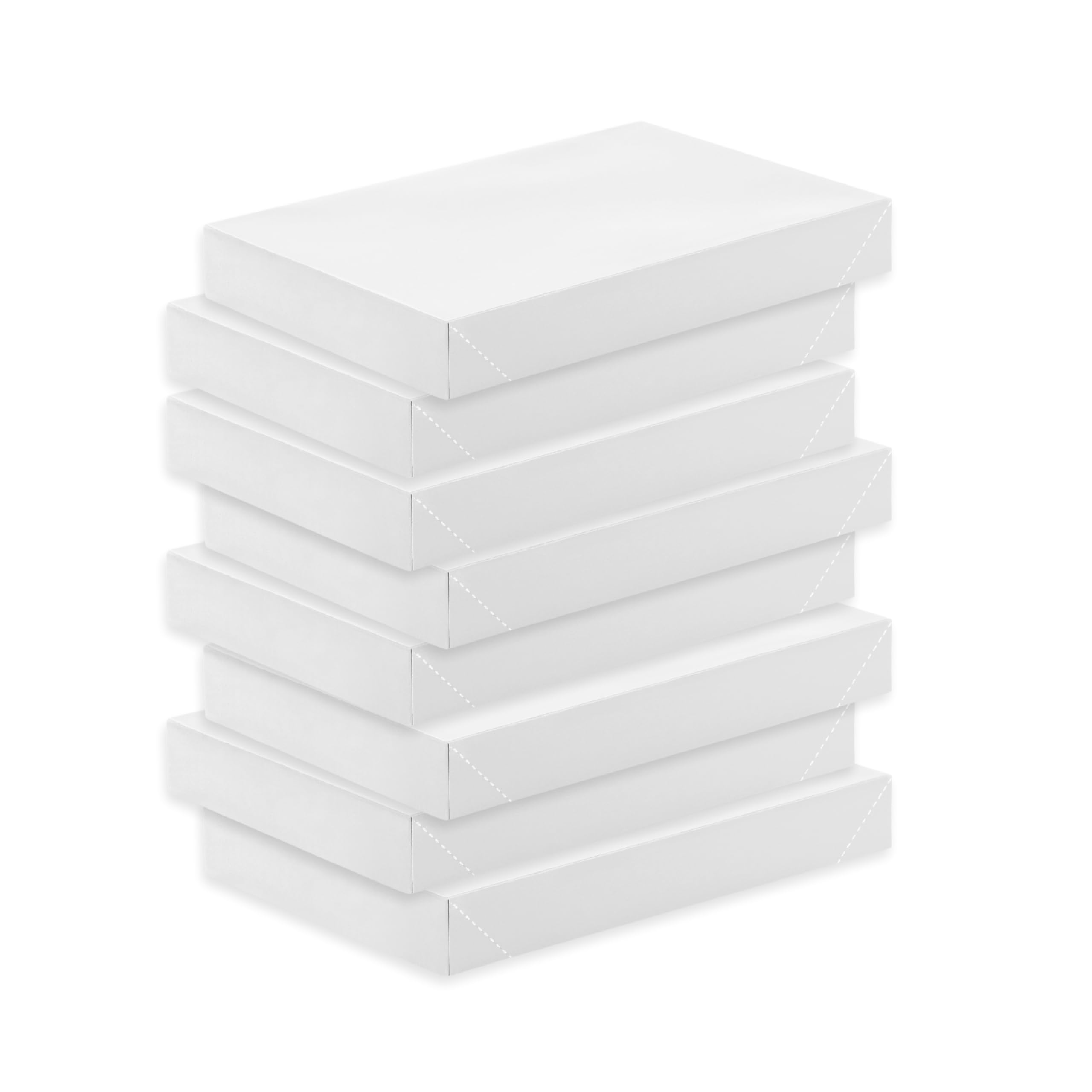 14" Medium Gift Boxes with Lids (8 White Shirt Boxes) for Christmas, Birthdays, Holidays