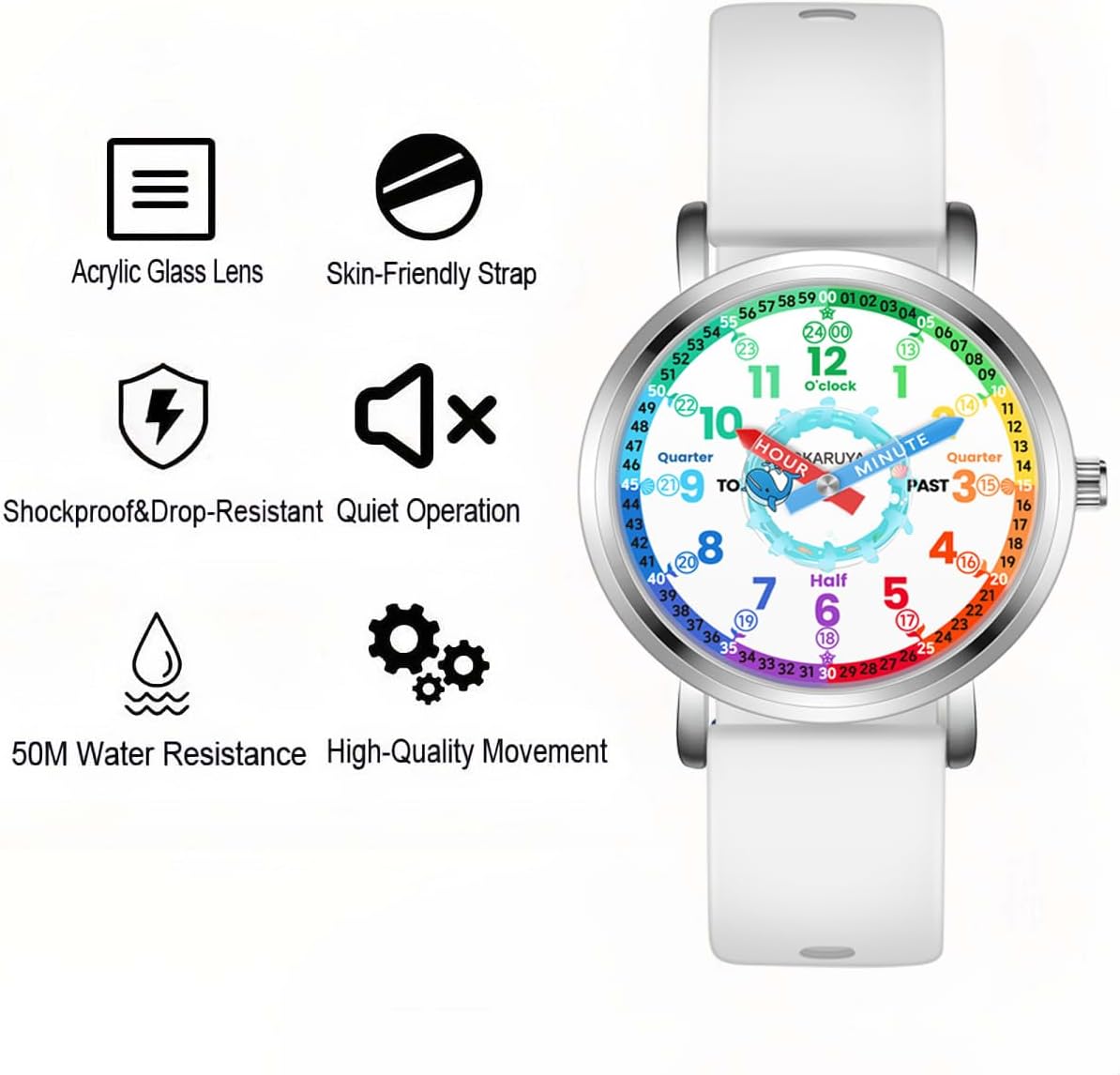 Kids Analog Learning Watch - Waterproof Time Teacher Watch for Boys & Girls Ages 4-12, Easy-Read Educational Clock, Durable Birthday Gift for Boys Girls - Image 3