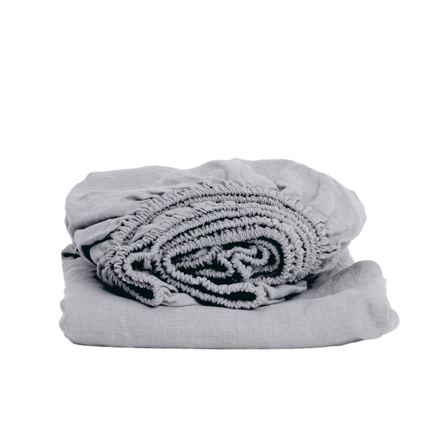 My Linen Home Sábana Bajera de Lino 100% Lavada a la Piedra con Esquinas Gris Claro, 160x200x20cm I Dobladillo Elástico Continuo I Hipoalergénica, Termorreguladora, Transpirable I Delicada y Suave