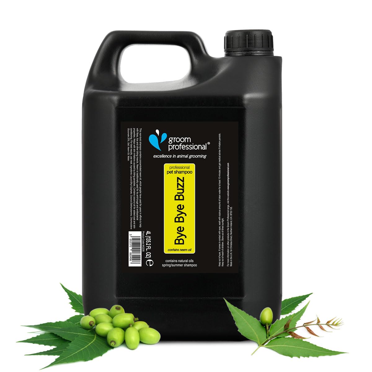 GROOM PROFESSIONAL Bye Bye Buzz Dog Shampoo - Flea & Itch Relief - Deep Cleansing & Skin Soothing Formula, 4 Litre