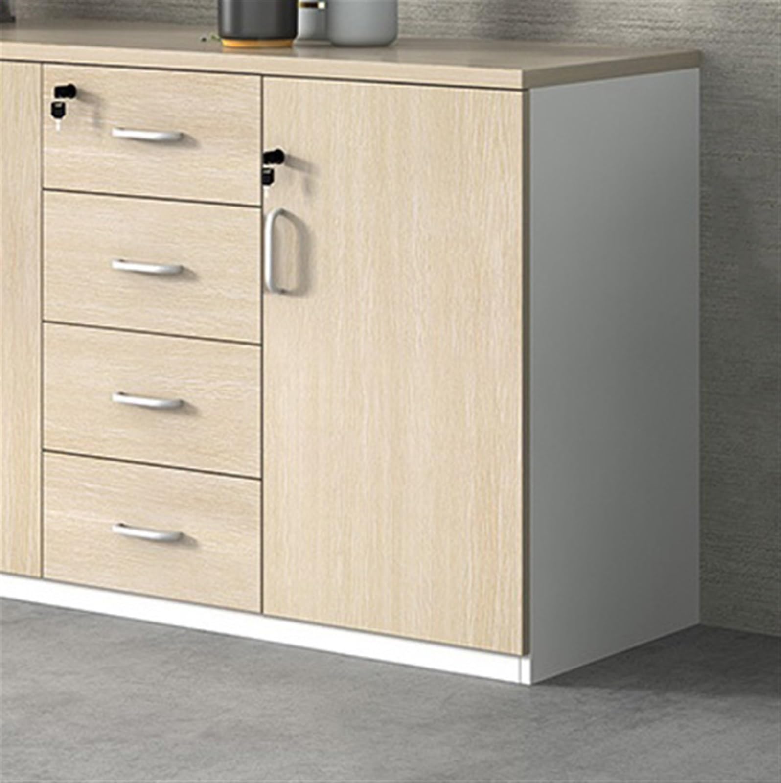 Armadietto portadocumenti in legno, 1,6 m, con serratura, con 3 ante e 4 armadietti, perfetto per nizzare documenti e forniture in casa o in ufficio