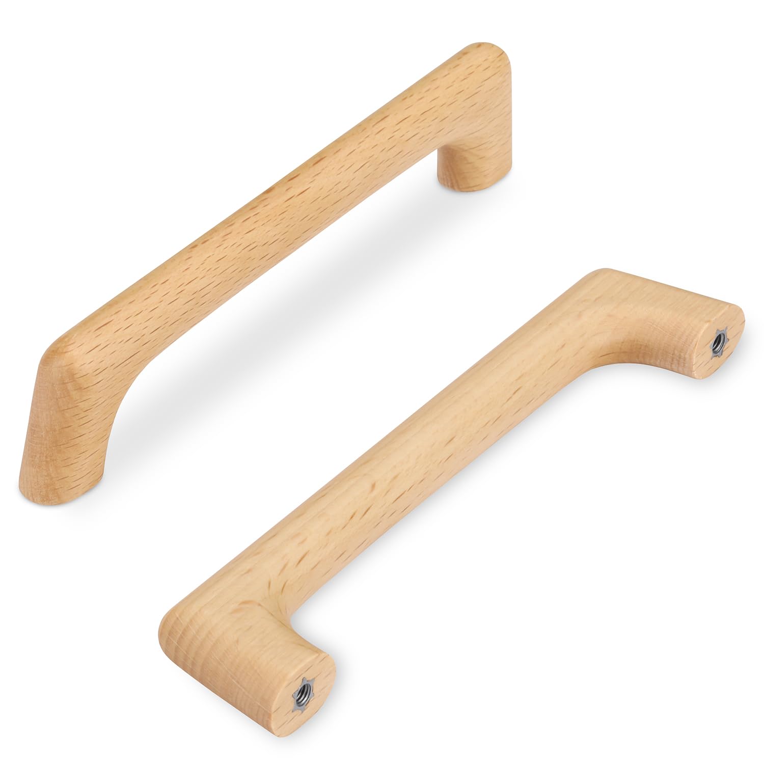 SYZOW 6 Pack Wooden Cabinet Handles ，96mm Hole Centers，Solid Bar Handles for Kitchen Cupboard Cabinet & Drawers (Wood)