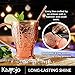 Kamojo Moscow Mule Copper Mugs Set of 4 with Unique Handcrafted Embossed Design with Anti-Tarnish Food-Grade Coating - Copper Cups Gift Set with 4 Straws & Recipe E-Book, 16 oz