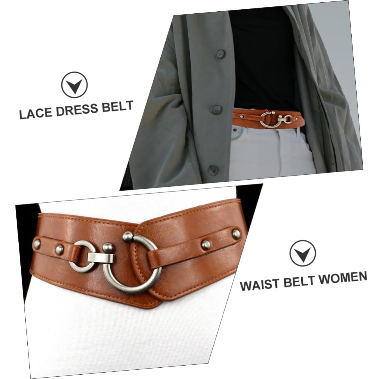 SHERCHPRY 2 Cinturones Anchos Para Mujer Con Hebilla De Aleación Refinada Para Vestidos Y Suéteres.