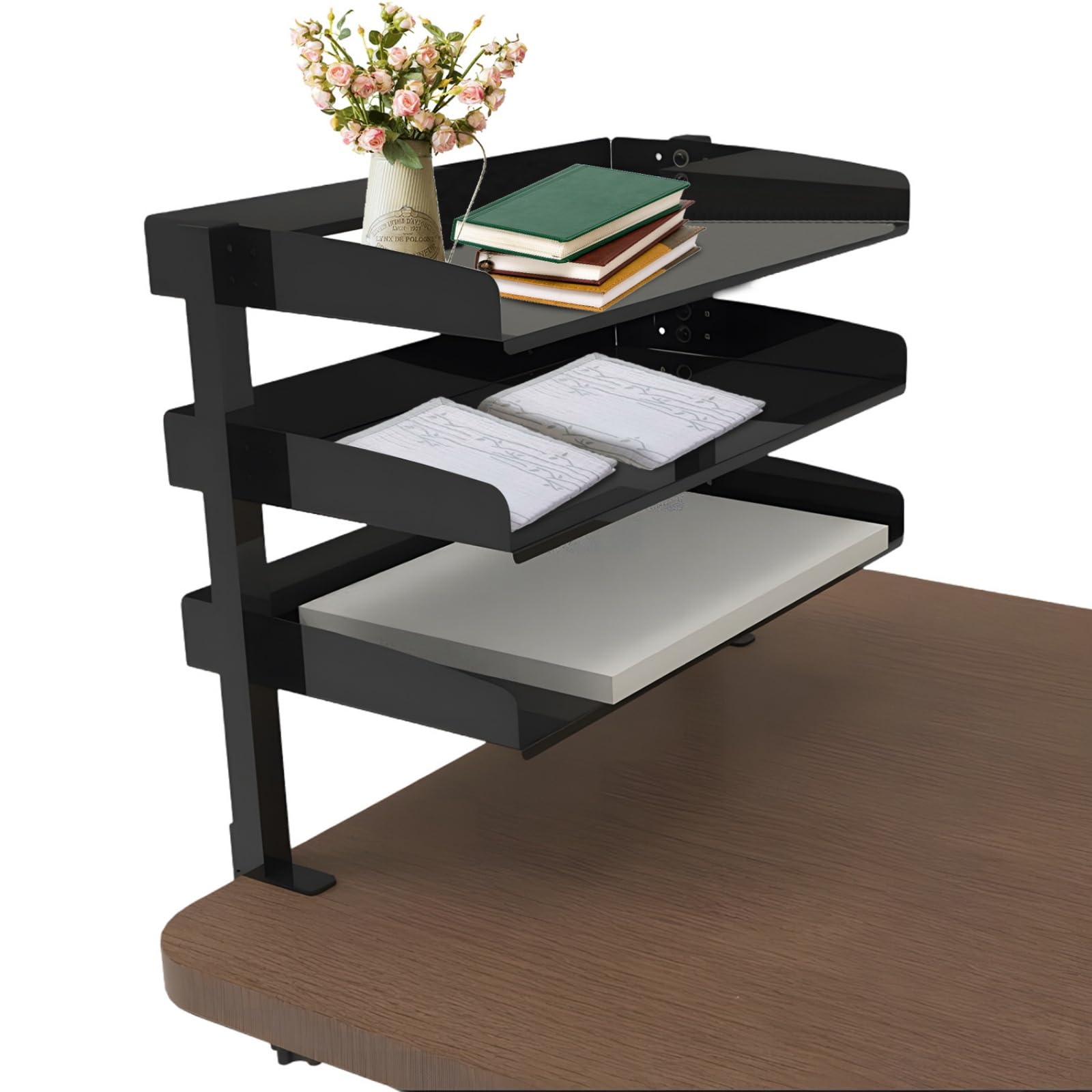 Étagère de Bureau à Clipser, étagère de Bureau à 2 étages, Organisateur De Bureau, étagère de Table à Clipser pour la Maison, le Bureau, l'école, 44 x 22 x 39 cm