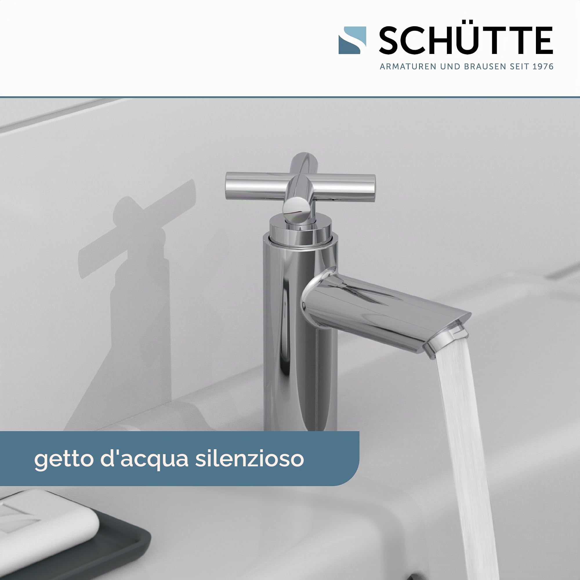 Schütte MATAO, Bagno Solo per Acqua Fredda, Rubinetto a Pedale con Maniglia a Croce Chic, 37956, Cromato