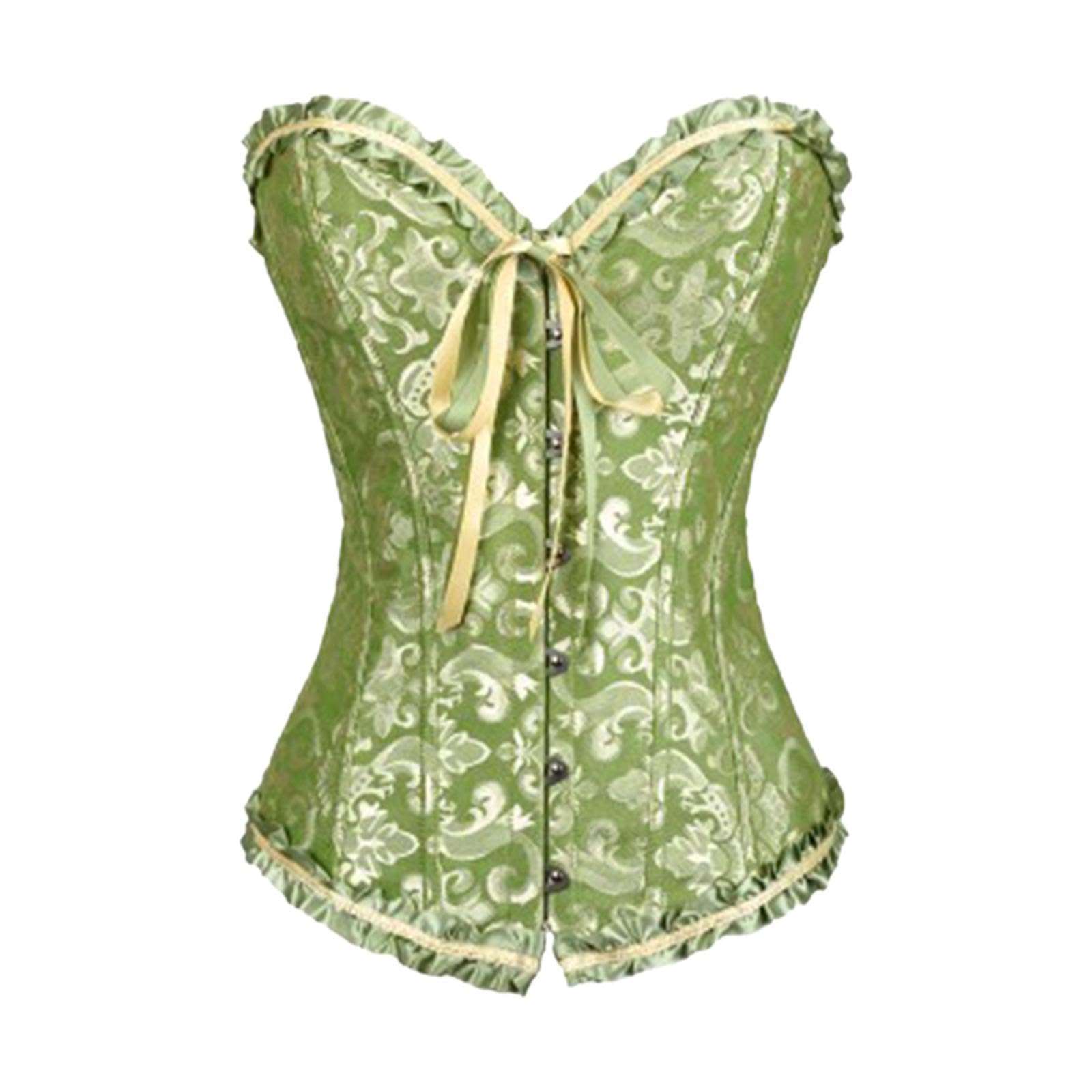 Women Floral Corset Camisole Tank Costume For Club Birthday Party Night Green Xxl-image-16