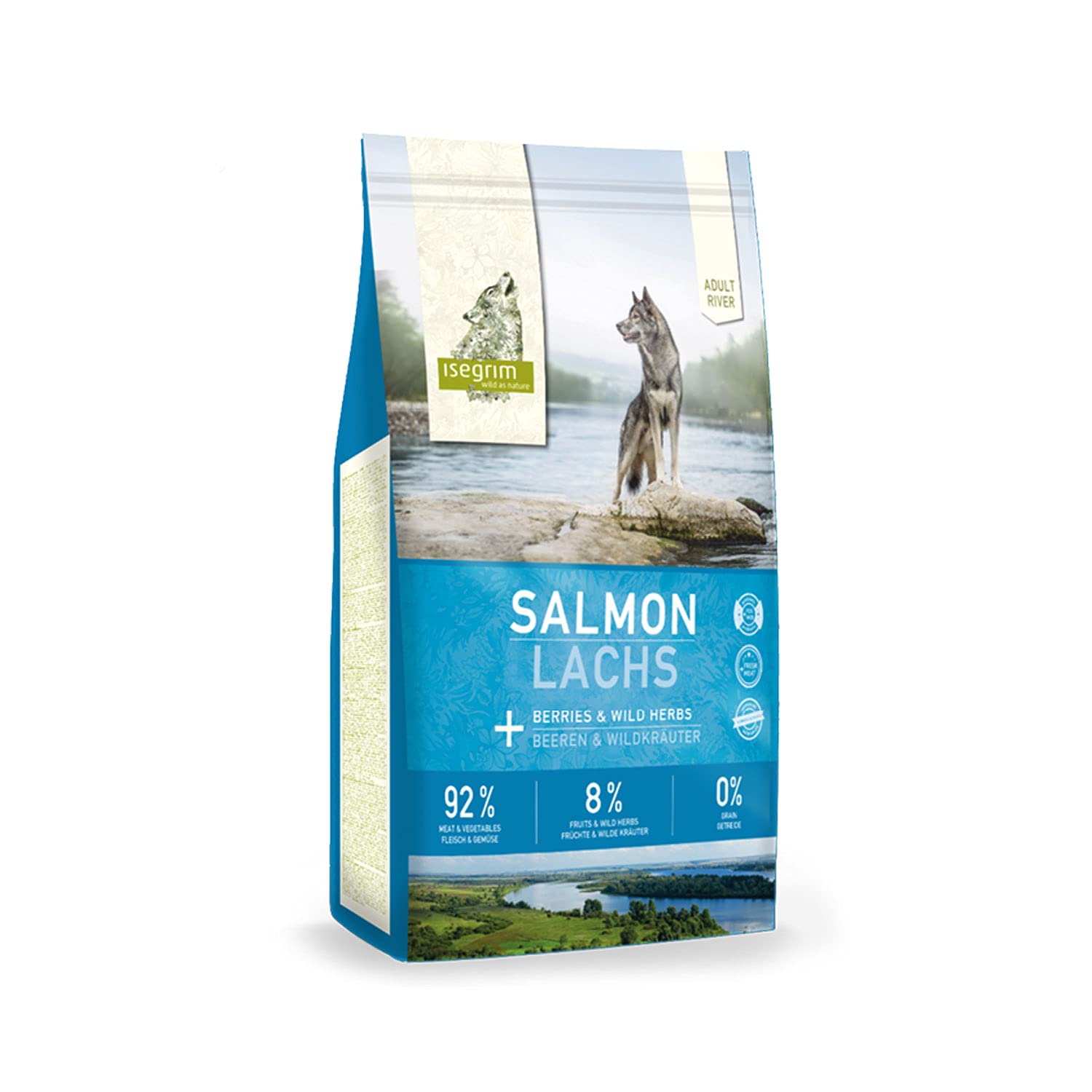 ISEGRIM Saco Perro Adulto Salmón + Bayas y Hierbas Silvestres, 12 kg, Perro
