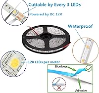 Vista 2 de Tira de luces LED flexibles, 600 unidades, tiras LED, impermeables, tiras de luz LED de 12 voltios, paquete de 16.4 pies, para vacaciones, hogar
