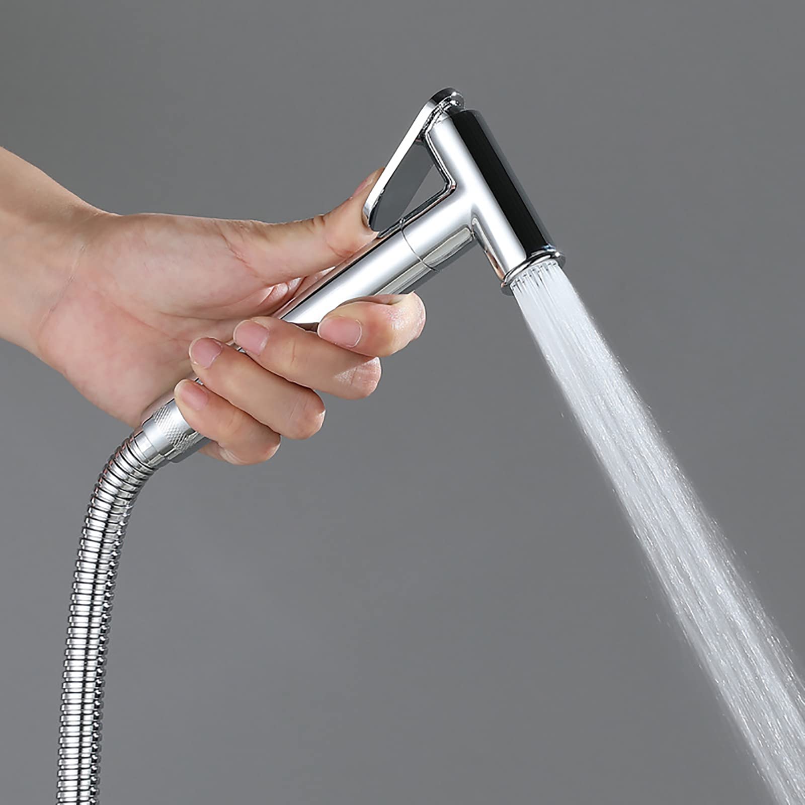 Ręczne przenośne bidet, Ręczna natryskowa słuchawka bidetowa do toalety, mosiężna, pojedyncza rączka, z wężem prysznicowym 150 cm, wielokolorowa(Chrome)