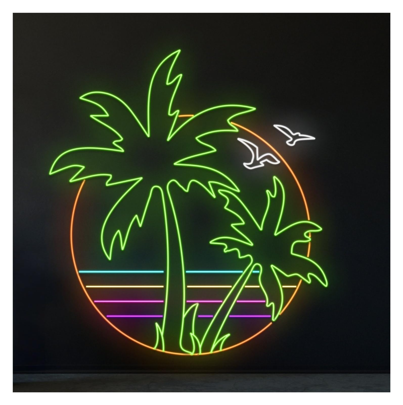 RONGCH Hanging Art Neon Signs Sunset Palm Tree Neon Sign Wall Decor Summer Tropical Party for Drink Bar Man Cave Bedroom Hotel Shop 58cm