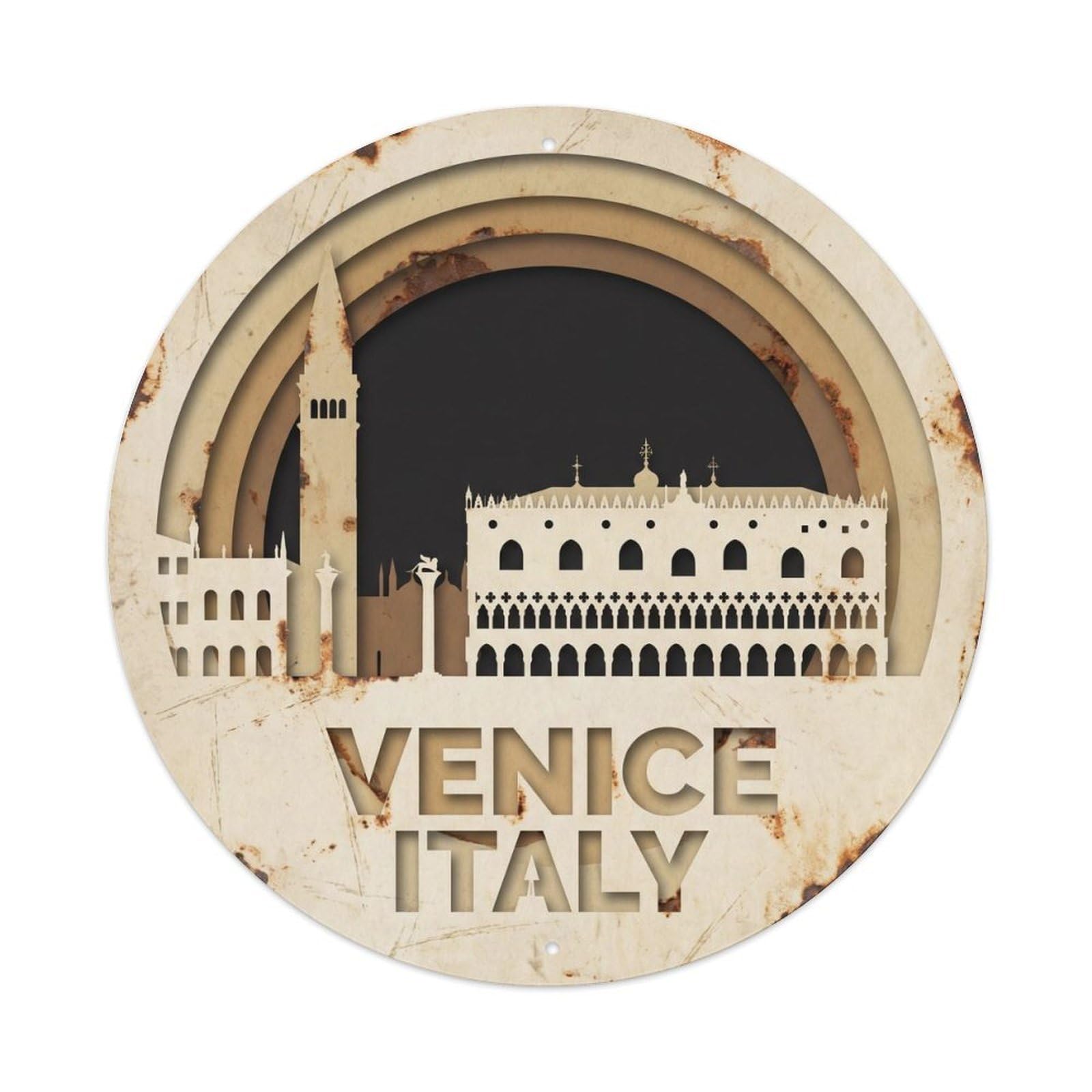 Vintage Travel Italy Landmark Expedition Metal Tin Sign Plaque